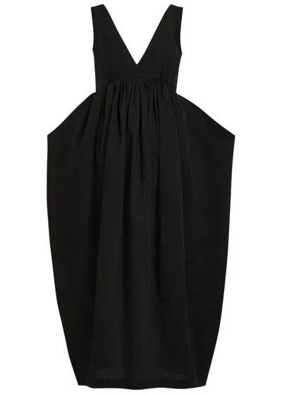 Rohe Sculpted Cotton-blend Poplin Maxi Dress In Black
