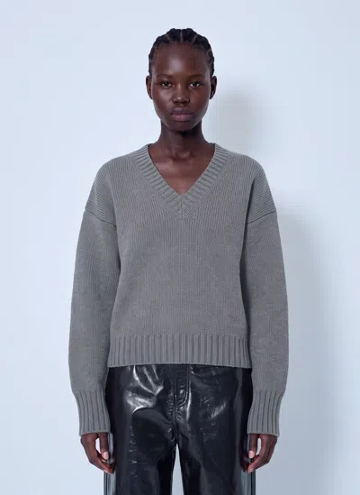 Rohe Sculptural Compact V-neck Sweater In Gray