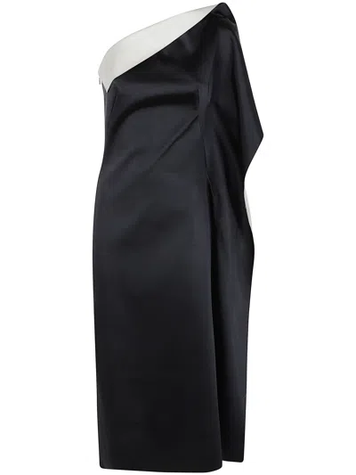 Rohe Róhe Sculptural Double-satin Off-shoulder Dress In Black