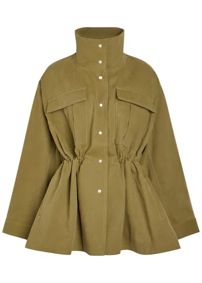 Rohe Sculptural Funnel-neck Cotton Safari Jacket In Green