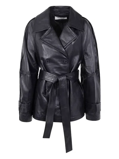ROHE SCULPTURAL LEATHER JACKET,416.11.145 001.308 BLACK