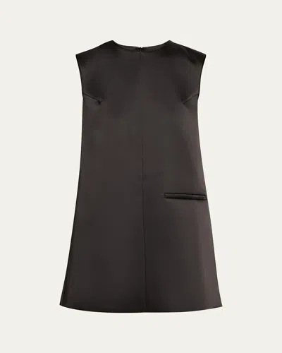 Rohe Sculptural Satin Mini Cape Dress In Black