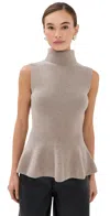 Rohe Sculptural Sleeveless Knitted Top Taupe Melange In Neutral