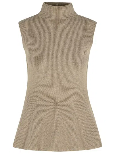 Rohe Róhe 'sculptural' 'taupe Melange' Cashmere Blend Tank Top In Brown