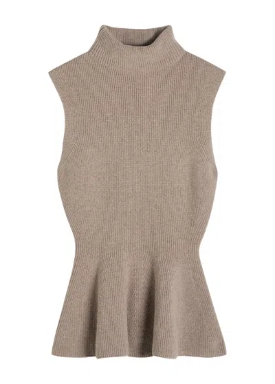 Rohe Sculptural Wool And Cashmere-blend Top In Brown
