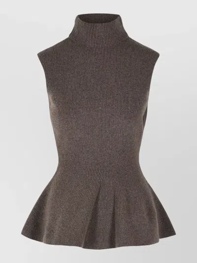 Rohe Sculptural Wool Cashmere Blend Peplum Vest In Brown
