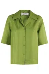 Rohe Camp Collar Silk Shirt Garden Green In Garden Green