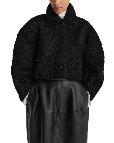 Rohe Shearling Rounded Crop Jacket In Black