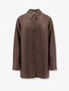Rohe Long Silk Shirt In Brown