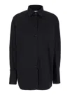 Rohe Black Double Cuff Shirt With Gold Colored Details In Cotton Woman In Black