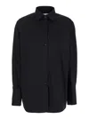 Rohe Black Double Cuff Shirt With Gold Colored Details In Cotton Woman In Black