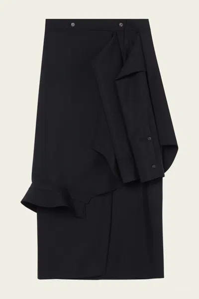 ROHE SHIRT WRAP SKIRT IN BLACK