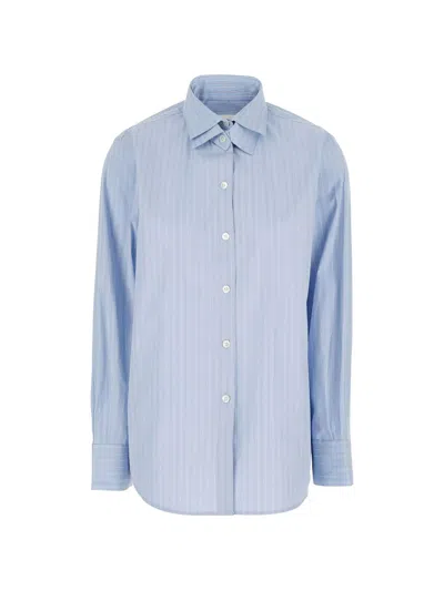 Rohe Shirts Blu Stripe In Blue
