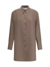 Rohe Long Silk Shirt In Brown