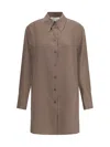 Rohe Long Silk Shirt In Brown