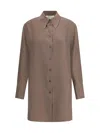 Rohe Long Silk Shirt In Brown