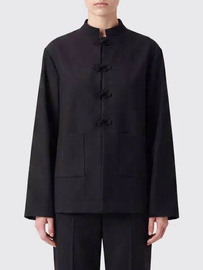 Rohe Short Single-breasted Coat In Virgin Wool And Mohair With Toggle Closure In Black