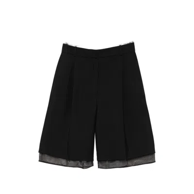 Rohe Layered-hem Pleated Wool Shorts In Animal Print