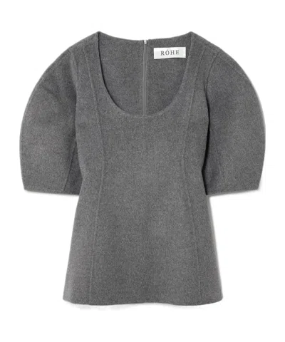Rohe Brushed Wool And Cashmere-blend Felt Top In Gray