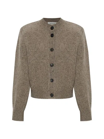 Rohe Shoulder-padded Cardigan In Brown