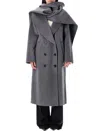 Rohe Róhe Signature Double-faced Scarf Coat In Gray