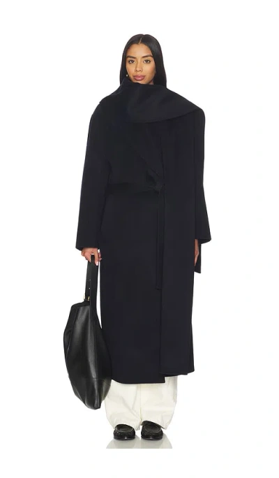 Rohe Signature Double-faced Scarf Coat In Black