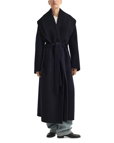 Rohe Signature Double Faced Wool Scarf Coat In Blue