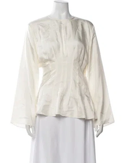 Pre-owned Rohe Silk Crew Neck Top In Neutrals