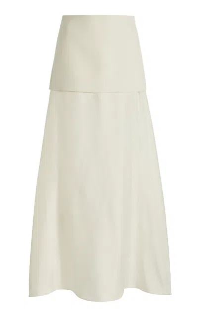 Rohe Silk-detailed Wool-blend Skirt In Ivory