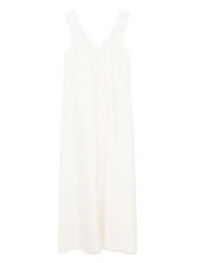Rohe Róhe V Neck Silk Lace Dress Clothing In Nude