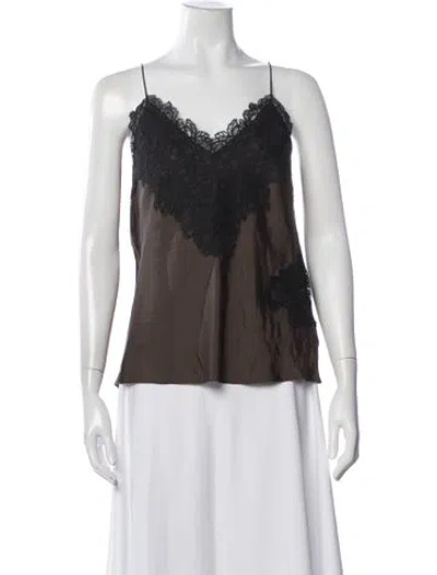 Pre-owned Rohe Silk Lace Pattern Top In Brown