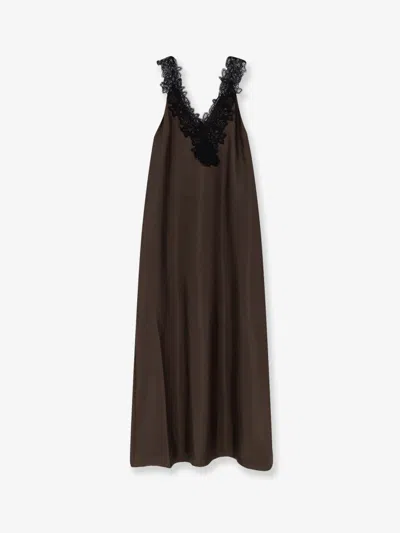 Rohe Silk Long Dress In Brown