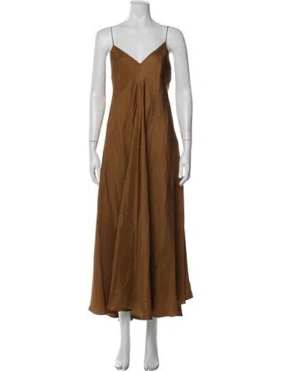 Pre-owned Rohe Silk Long Dress In Brown