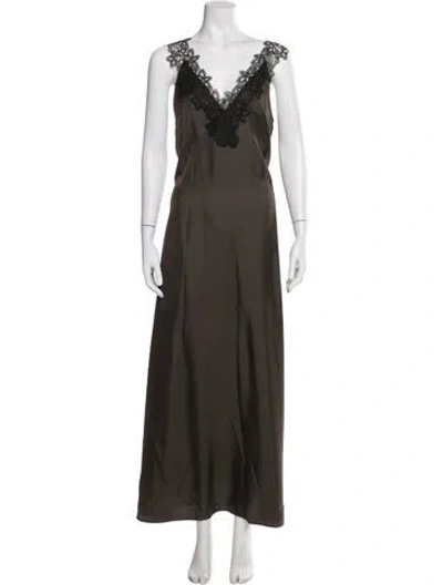 Pre-owned Rohe Silk Long Dress In Green