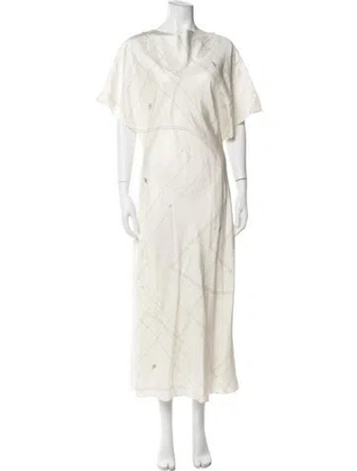 Pre-owned Rohe Silk Long Dress In Neutral