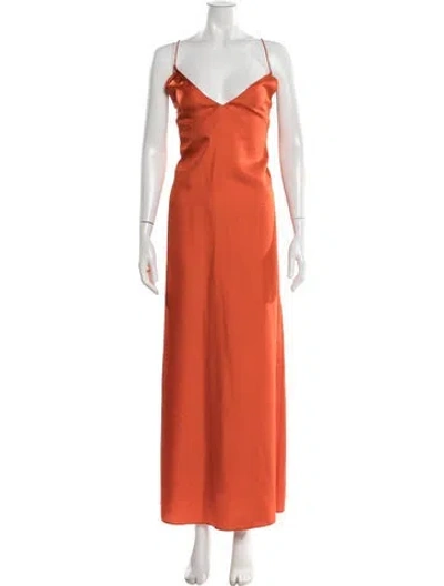 Pre-owned Rohe Silk Long Dress In Orange