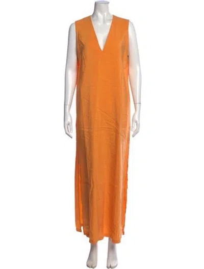 Pre-owned Rohe Silk Long Dress In Orange