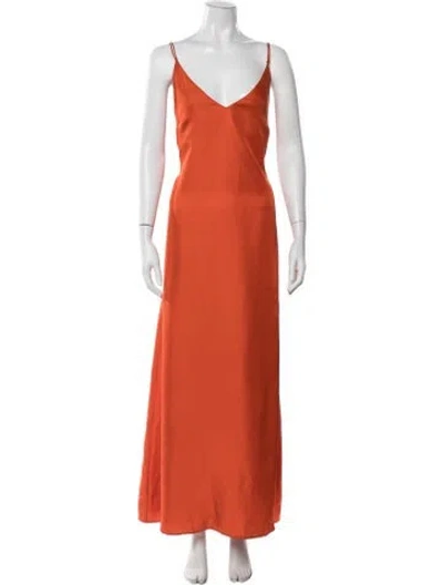 Pre-owned Rohe Silk Long Dress In Orange