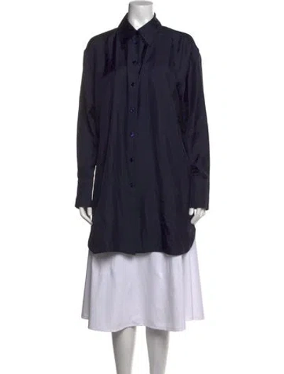 Pre-owned Rohe Silk Long Sleeve Button-up Top In Blue