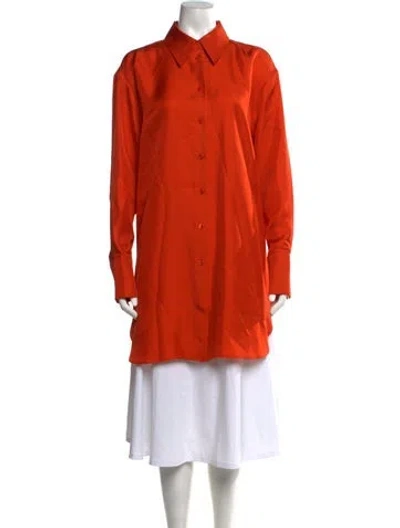 Pre-owned Rohe Silk Long Sleeve Button-up Top W/ Tags In Orange