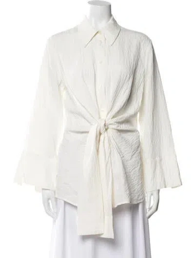 Pre-owned Rohe Silk Long Sleeve Button-up Top In White