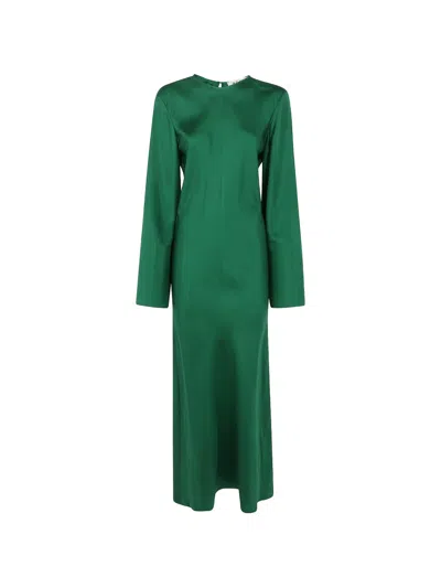 Rohe Silk Long-sleeve Maxi Dress In Green