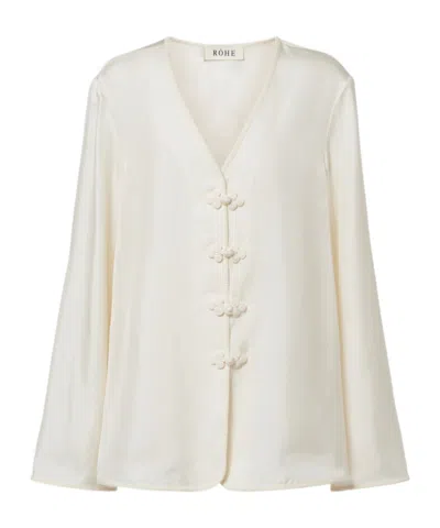 Rohe Silk Long-sleeved Cover-up In Neutral