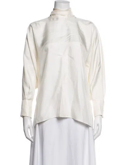Pre-owned Rohe Silk Mock Neck Top In White