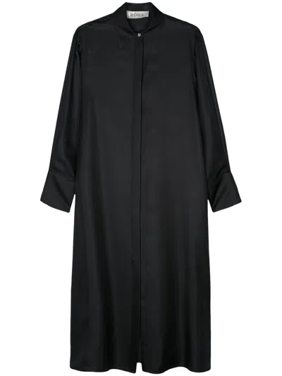 Rohe Cut-out Detail Silk Shirt Dress In Black