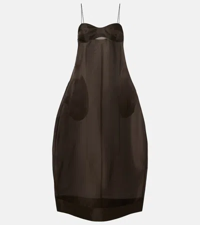 Rohe Sheer Bustier Volume Dress In Brown