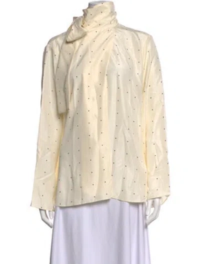 Pre-owned Rohe Silk Polka Dot Print Blouse W/ Tags In Neutrals