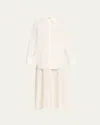 Rohe Silk-poplin Combo Gilet Maxi Dress In Neutral