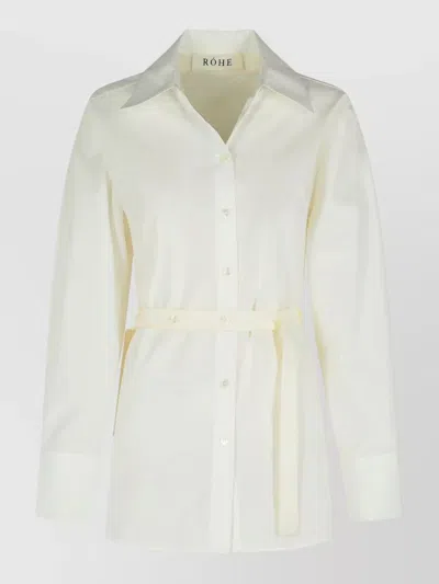 Rohe Silk Poplin Vest Shirt Belted Waist In Neutral