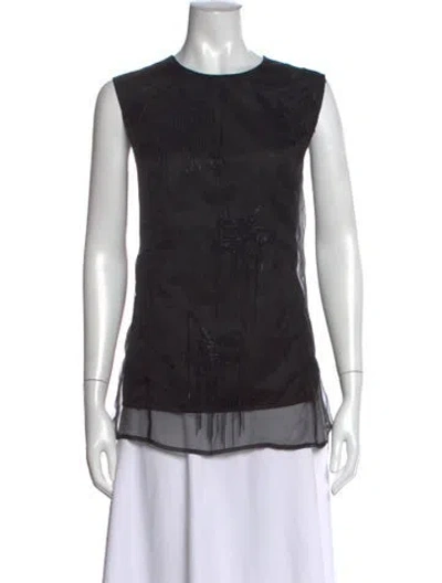 Pre-owned Rohe Silk Printed Top W/ Tags In Black